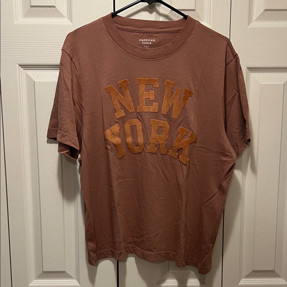 American Eagle Outfitters Brown Tee with Orange Print